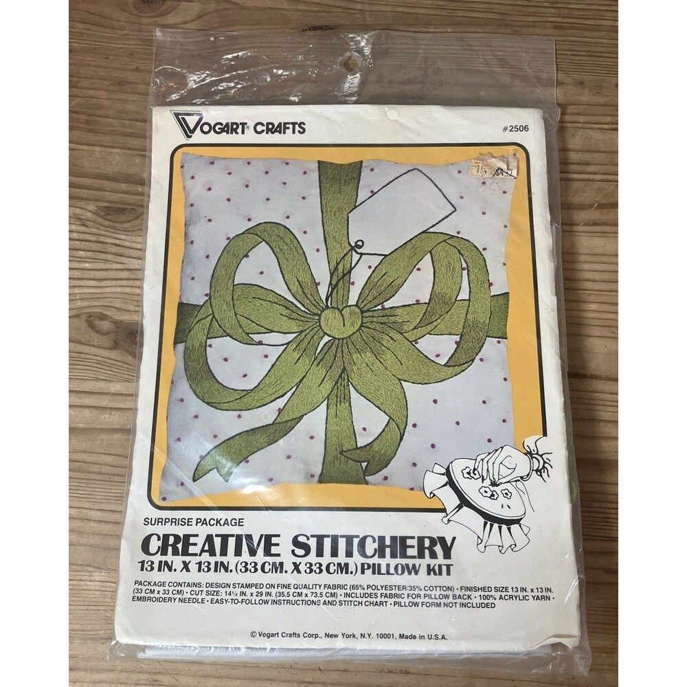 Vintage Vogart Crafts Crewel Creative Stitchery Pillow Kit Surprise Package NOS